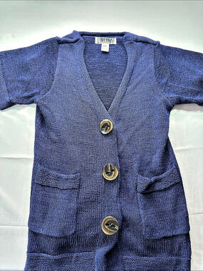 Curio V-Neck Button Front Cardigan in Blue XL Like New